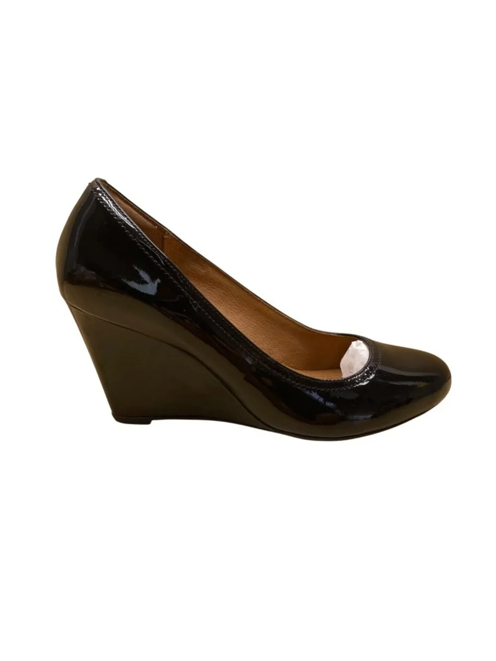 Clarks Womens Black Patent Leather Thea Wedge Pumps Size 7.5M